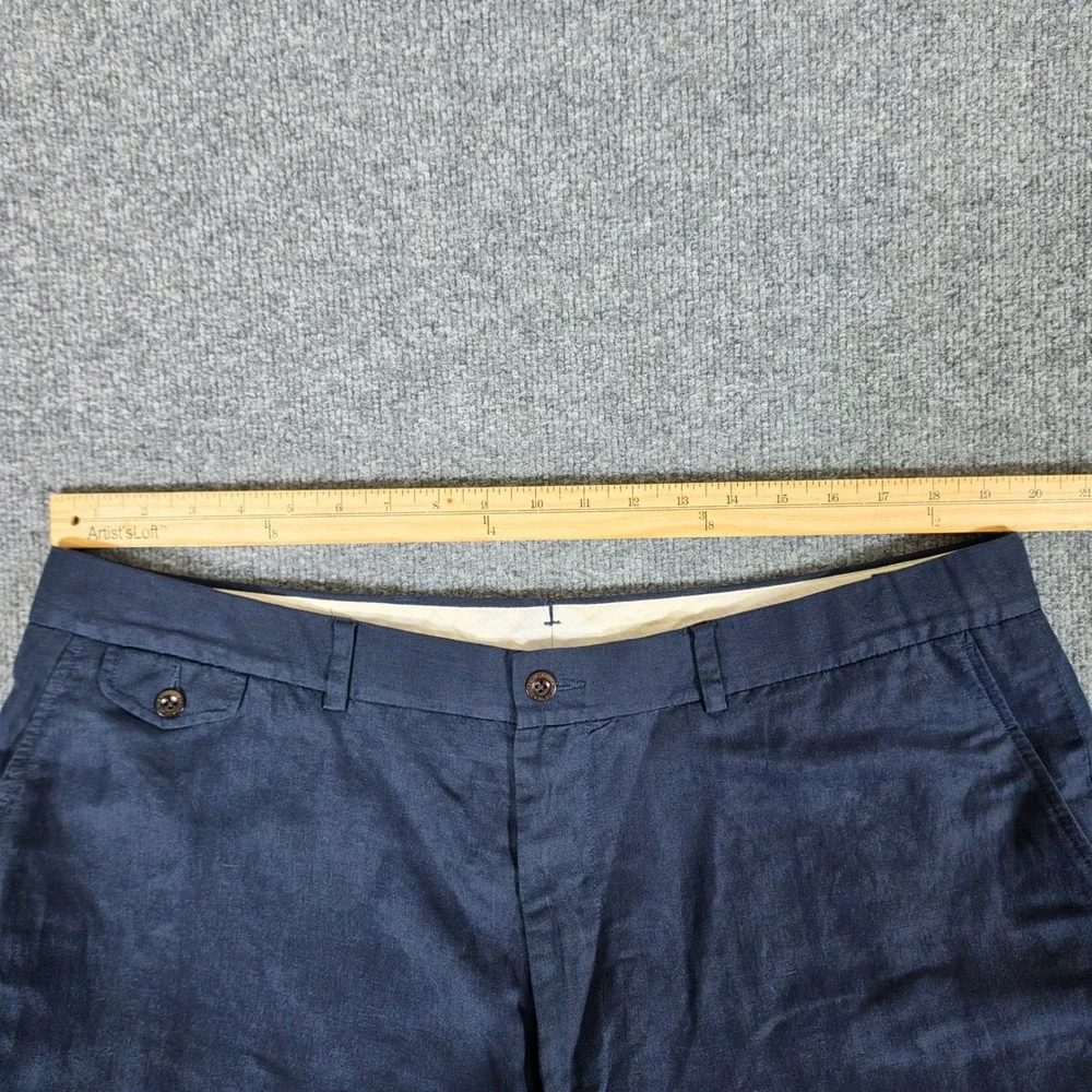 Polo Ralph Lauren Classic Fit Navy Linen Silk Cotton Cuffed Pants Mens 40/32
